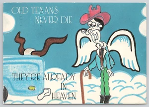 Postcard Old Texans Never Die Posted 1990 Continental 4x6 Vintage - Picture 1 of 3