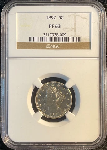 1892 5c Liberty Nickel Proof Type Coin Choice Uncirculated NGC PF 63 Cover