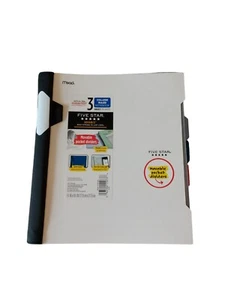 Cuaderno Five Star Advance blanco de 3 asignaturas con regla universitaria - aplicación de estudio/guardia de columna vertebral - Imagen 1 de 3