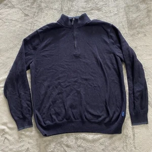 Vineyard Vines Sweater Mens L Blue Golf Quarter Zip Pullover Merino Wool Blend - Picture 1 of 12