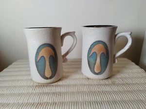 Laugharne Mugs, Welsh Pottery By Laugharne Pottery Wales, Two Mugs , Pair - Picture 1 of 8