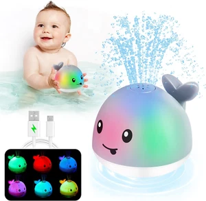 Baby Bath Toys, Toddler Bath Toys for Kids Ages 1-3, Light up Whale Bath Toy Spr - Picture 1 of 11