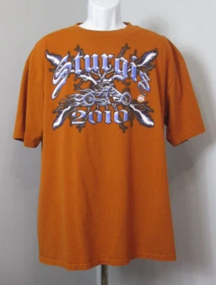 Camiseta Motocicleta Sturgis 2010 Naranja XL Pecho 46 Llamas Rayo 206-33076 Foto 1 de 4