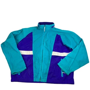 Vintage WoolRich Mens Large WindBreaker Jacket Teal 80s Nylon Packable Hood - Picture 1 of 12