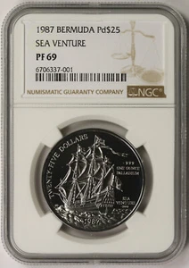 1987 Bermuda Sea Venture Palladium $25 Proof PF 69 NGC - Picture 1 of 4