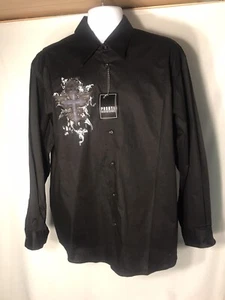 Pronti Men's Button-down Long Sleeve Shirt size XL, Black, cotton, polyester - Picture 1 of 6