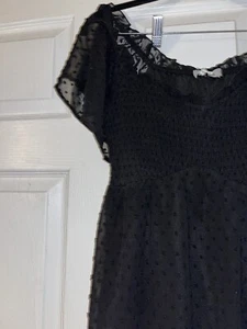 Black Swiss Dot Midi Dress - Picture 1 of 6
