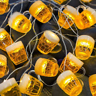3D Beer Mug String Lights St Patrick'S Day Decor, 10Ft 15 LED with Remote Contr