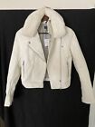 Topshop Women’s White Jacket with Faux Fur Collar - Size 4 - BRAND NEW w/ Tags