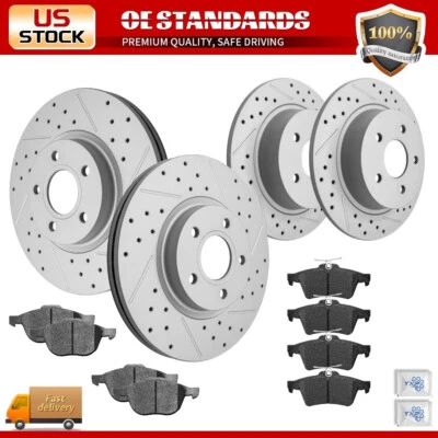 Rotores de disco delanteros traseros pastillas de freno de cerámica para Ford Escape C-Max 2013-2016 tracción delantera Foto 1 de 4