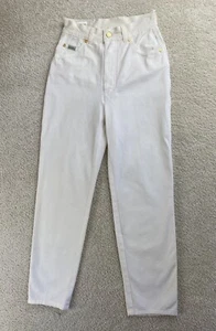 Escada Elements Jeans Womens Size 34 White Pants Logo Tapered - Picture 1 of 11