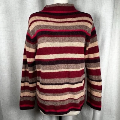 Vintage Deane & White Women's Large Wool Rabbit Fur Blend Striped Sweater Red - Image 1 of 4
