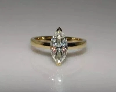 3 CT Marquise Cut Lab Created Diamond Engagement Ring 14K Yellow Gold Plated - Image 1 of 4