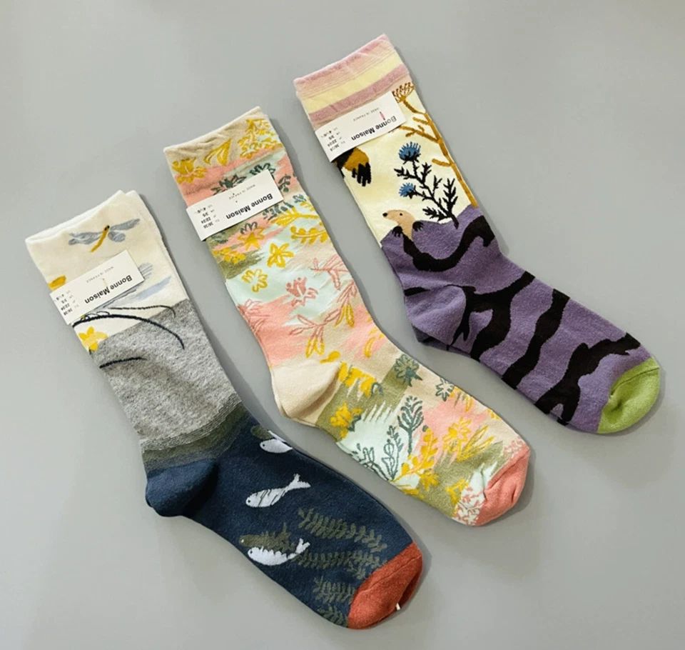 BONNE MAISON Autumn Women Socks Soft Combed Cotton Semless Toe Closure Eu 36-40