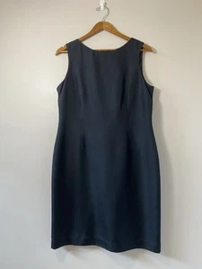 Talbots Dress Womens Petite 14P Black Dupioni Silk Wool Sleeveless Lined Sheath - Picture 1 of 6