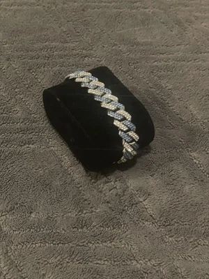 Pulsera de cadena de lujo para hombre piedras azules y blancas joyería de acero inoxidable Foto 1 de 3