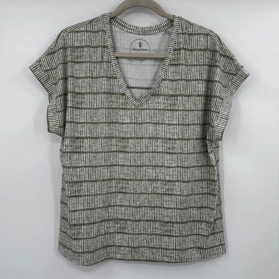 Tommy Bahama Mujer Talla M Cuello en V Verde Rayas Manga Corta Camiseta Foto 1 de 4