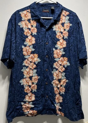 Ocean Pacific Men’s Hawaiian Shirt XL Palm Trees Floral 100% Rayon Beach Luau - Image 1 of 4