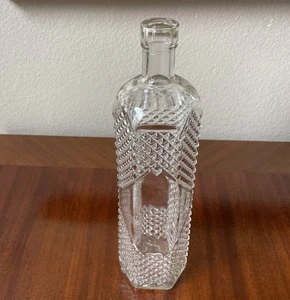 "Botella de vino de vidrio transparente patrón de diamante reutilizable aceite vinagre glamour 12""X 4""" - Imagen 1 de 11