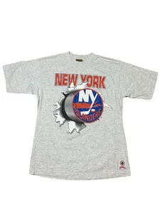 Vintage New York Islanders Nutmeg Breakthrough T-Shirt doppelseitig Large grau - Bild 1 von 6