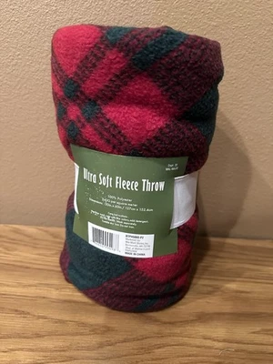 Manta polar ultra suave 50x60 pulgadas patrón a cuadros rojo y verde Foto 1 de 4