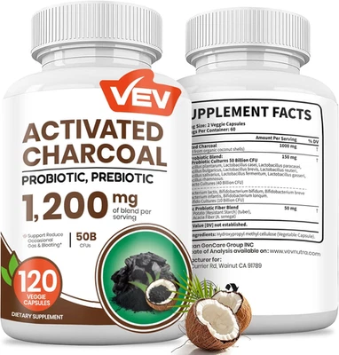 Carbón activado con carbón orgánico con cáscara de coco y 50 mil millones de probióticos Foto 1 de 4