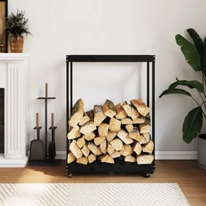 Houtblokhouder met wielen 76,5x40x108 cm massief grenenhout wit vidaXL - Afbeelding 1 van 30