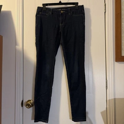 Pantalones de mezclilla para mujer Michael Kors talla 2 azul lavado oscuro tiro bajo ajustados elásticos MK Foto 1 de 4
