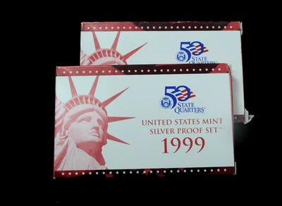 Lot of 2x 1999 United States Mint Silver Proof Sets in Box w/ COA - Image 1 of 4