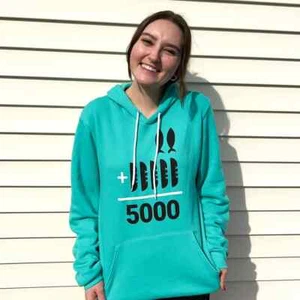 Sudadera con capucha 2+5=5000 P.O.H TEAL SM - Imagen 1 de 3