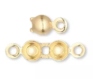 100 vergoldete Messing 6,5 x 3,5 mm Perlenspitzen unten zum Aufklemmen Doppelschlaufe - Bild 1 von 2