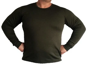 Thermal Vest Olive Green Long Sleeve British Army Surplus Jumper Underwear - Picture 1 of 4