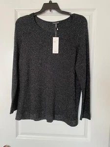 NWT Eileen Fisher Woman Black/Silver Metallic Specks Crew Neck Sweater Top 1X - Picture 1 of 4