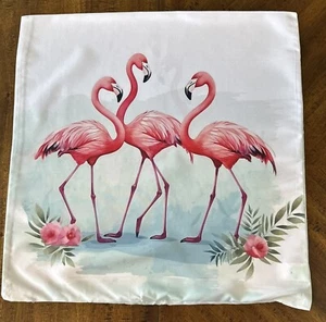Throw Pillow Cover Shell Case Coastal Beach Flamingo NO PILLOW INSERT-SHELL ONLY - Picture 1 of 3