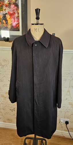 Burberry Burella Trench Coat Uomo 48" ~ 100% Lana Impermeabile Blu Vintage anni 90