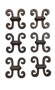Decorative Cast Iron Butterfly Scrolls, 3 x 3 inches, 1/2 inch Thick, Set of 6 - Picture 1 of 2