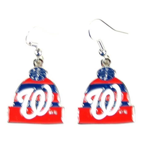 Washington Nationals Knit Hat Earrings Cover