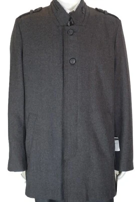 GUESS~NWT $230~GRAY WOOL BLEND MILITARY DRESS OVERCOAT RAW EDGE TRIM MEN'S XL - Image 1 of 4