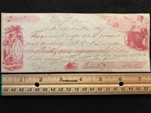 1857 *FARMER, BRACE & CO.* NEW YORK/CASSOPOLIS, MICH. VIGNETTE PROMISSORY NOTE! - Picture 1 of 12