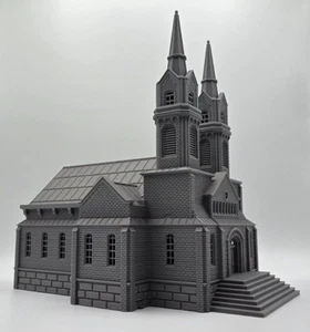 Edificio de iglesia de ladrillo de doble aguja escala HO 1:87 - Imagen 1 de 9