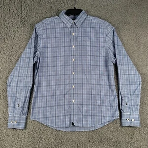 UNTUCKit Performance Shirt Men's Medium Blue Plaid Button Up Travel Preppy - Picture 1 of 8
