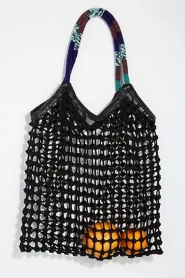 Free People 全新带标签 GORGEOUS 黑色串珠网袋全新托特包最后一个! — 第 1/4 张图片