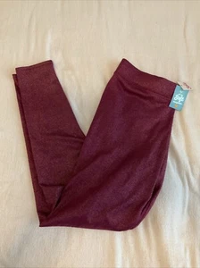 Justice Soft Loungewear Leggings Size 16/18 Maroon Glittery Color - Picture 1 of 4
