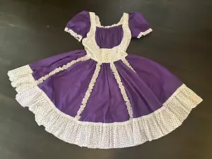 VTG Purple Floral Square Dancing Circle Western Rockabilly Pinup Dress Sz M - Picture 1 of 17