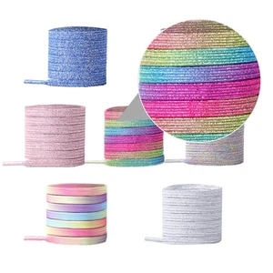 7 pares de cordones coloridos para niños con hebilla de cordón sin necesidad de atar brillo perezoso - Imagen 1 de 12