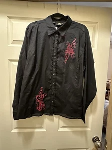 Neu mit Etikett Harley Davidson transparente Bluse Damen 3X schwarz Knopfleiste Langarmshirt - Bild 1 von 13