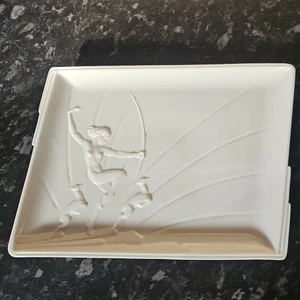 Franz Rectangle Dish Naked Lady Archery With Leaping Deers Dish Tray A5506 White - Picture 1 of 7