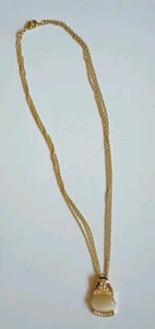 Collana con ciondolo catena multifilo pietra tono oro strass #R15 - Foto 1 di 5