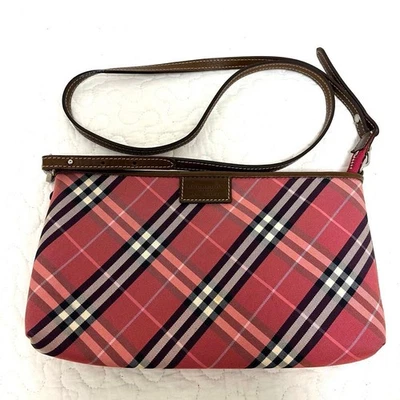 Burberry Blue Label Pink Check Mini Shoulder Bag Canvas Leather - Image 1 of 4