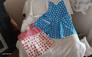 APRONS 2 IN LOT BLUE DOTS, AND RED CHECK - Picture 1 of 2